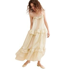 STELLA NOVA SUNNIVA TIERED MAXI‎ DRESS Ruffle Sleeveless Anthropologie 6 Medium